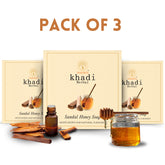 Vagad’s Khadi Sandalwood & Honey Herbal Bathing Soap – Natural, Moisturizing & Calming Ayurvedic Soap Bar for Glowing, Soft, and Nourished Skin (No Parabens, No Sulphates) 100gm (Pack of 3)