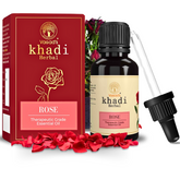 Vagad's Khadi 100% Pure & Natural Rose Essential Oil – Therapeutic Grade Rosa Damascena Oil for Aromatherapy, Skincare, Relaxation, and Wellness (Steam Distilled, No Additives) - 15ml