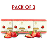 Vagad's Herbal Strawberry Soap | Natural Handmade Soap with Vitamin C & Antioxidants | Skin Brightening & Moisturizing Bath Bar | Paraben & Sulphate Free - 125gm (Pack of 3)