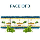 Vagad's Herbal Mint Soap | With Natural Mint Extracts | Cooling & Refreshing Herbal Bathing Bar | Gently Cleanses & Energizes Skin | Handmade Soap for All Skin Types - 125gm (Pack of 3)