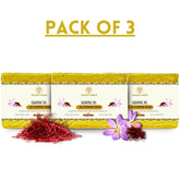 Vagad's Herbal Saffron Soap | Natural Handmade Soap for Radiant & Even-Toned Skin | Brightening & Moisturizing Bath Bar with Saffron Extracts | Paraben & Sulphate Free - 125gm (Pack of 3)