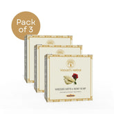 Vagad's Multani Rose Soap | With Multani Mitti & Rose Extract | Deep Cleansing & Gentle Exfoliation | For Smooth, Radiant & Oil-Free Skin | Handmade Herbal Bathing Bar - 100gm (Pack of 3)