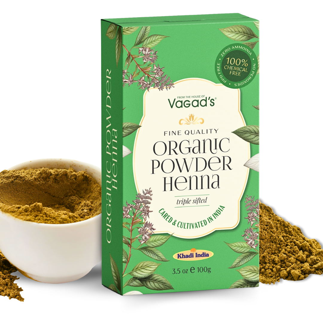 Vagad's Organic Henna Powder for Hair and Skin - Natural Coloring and Conditioning 100GM