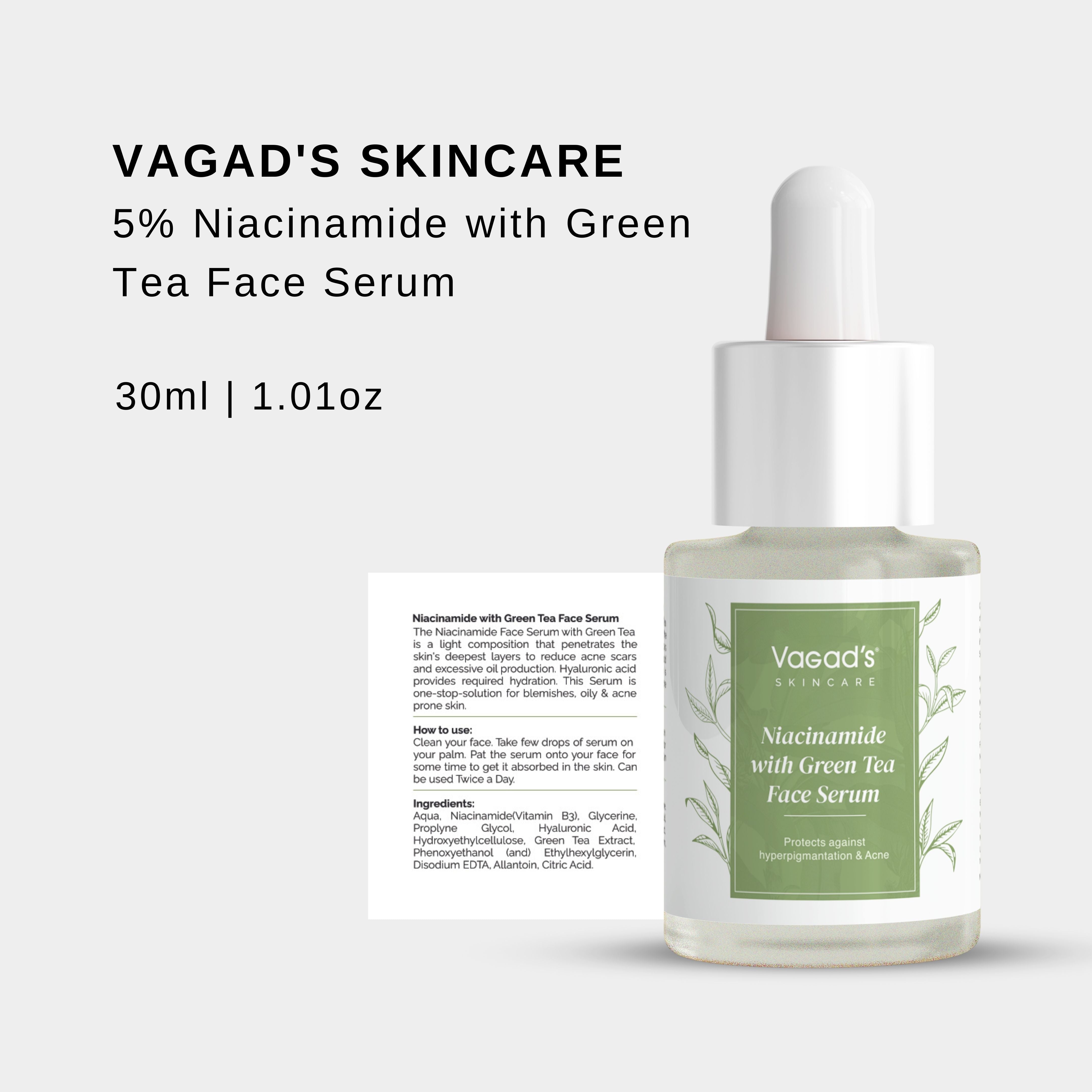 5% Niacinamide with Green Tea Face Serum for hyperpigmentation, blemishes and acne, 30ml