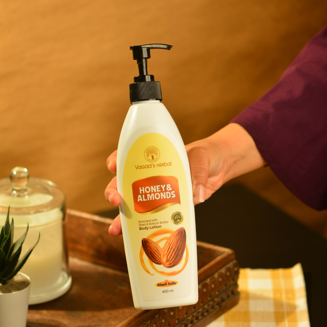 Vagad’s Almond & Honey Body Lotion – Deep Moisturizing Lotion for Dry Skin with Sweet Almond Oil & Honey – Skin Softening & Glow Enhancing Formula – 400ml