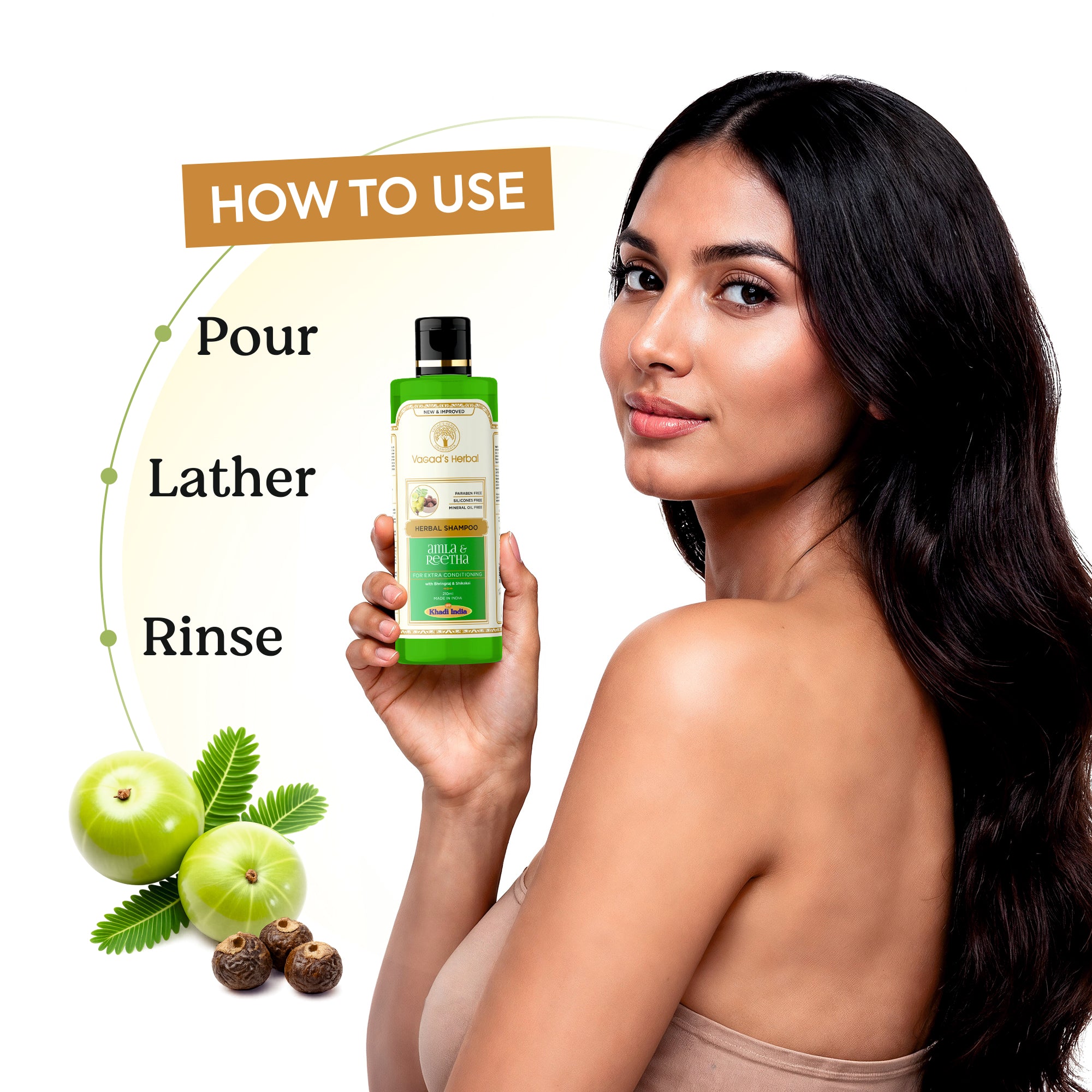 Vagad's Herbal Amla Reetha Shampoo | For Extra Conditioning - 210ml