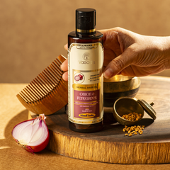 Vagad's Herbal Onion & Fenugreek Hair Oil for Hair Fall Control & Hair Growth – 100% Natural Oil with Bhringraj, Amla & Coconut – 210ml