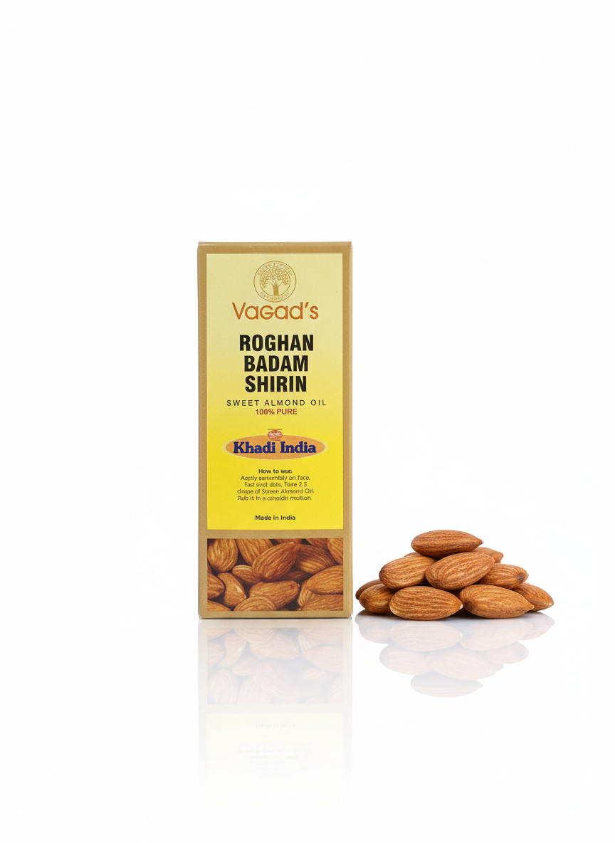 Vagad's Roghan Badam Shirin Oil  | Sweet Almond Oil 100% Pure | Strengthens brain power | Good for heart | Relieves constipation |Fights dandruff | Keeps the body warm in winter | Nourishes skin | Helps build stronger bones  - 100ml