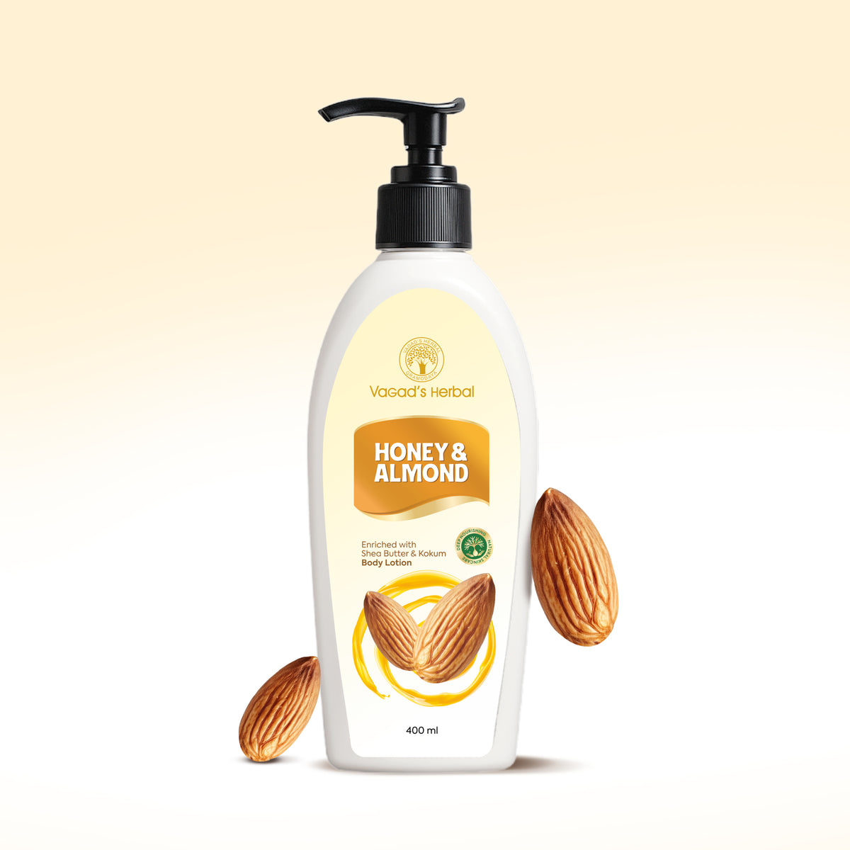 Vagad’s Almond & Honey Body Lotion – Deep Moisturizing Lotion for Dry Skin with Sweet Almond Oil & Honey – Skin Softening & Glow Enhancing Formula – 400ml