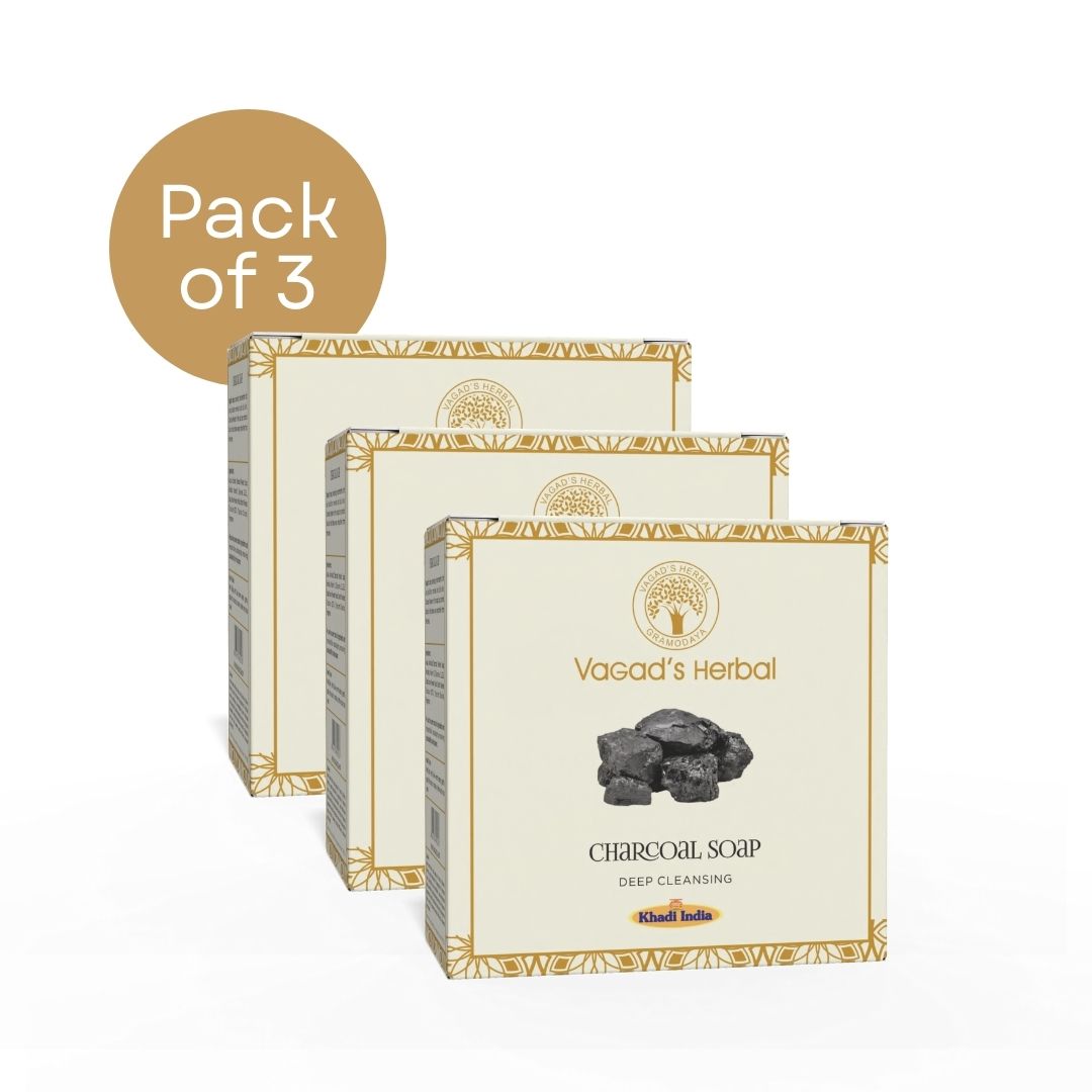 Vagad’s Activated Charcoal Milky Soap – Deep Detox Cleansing Bar with Charcoal & Milk | Removes Impurities, Excess Oil & Pollutants | Hydrating & Nourishing Formula | Paraben-Free | For All Skin Types - 100gm (Pack of 3)