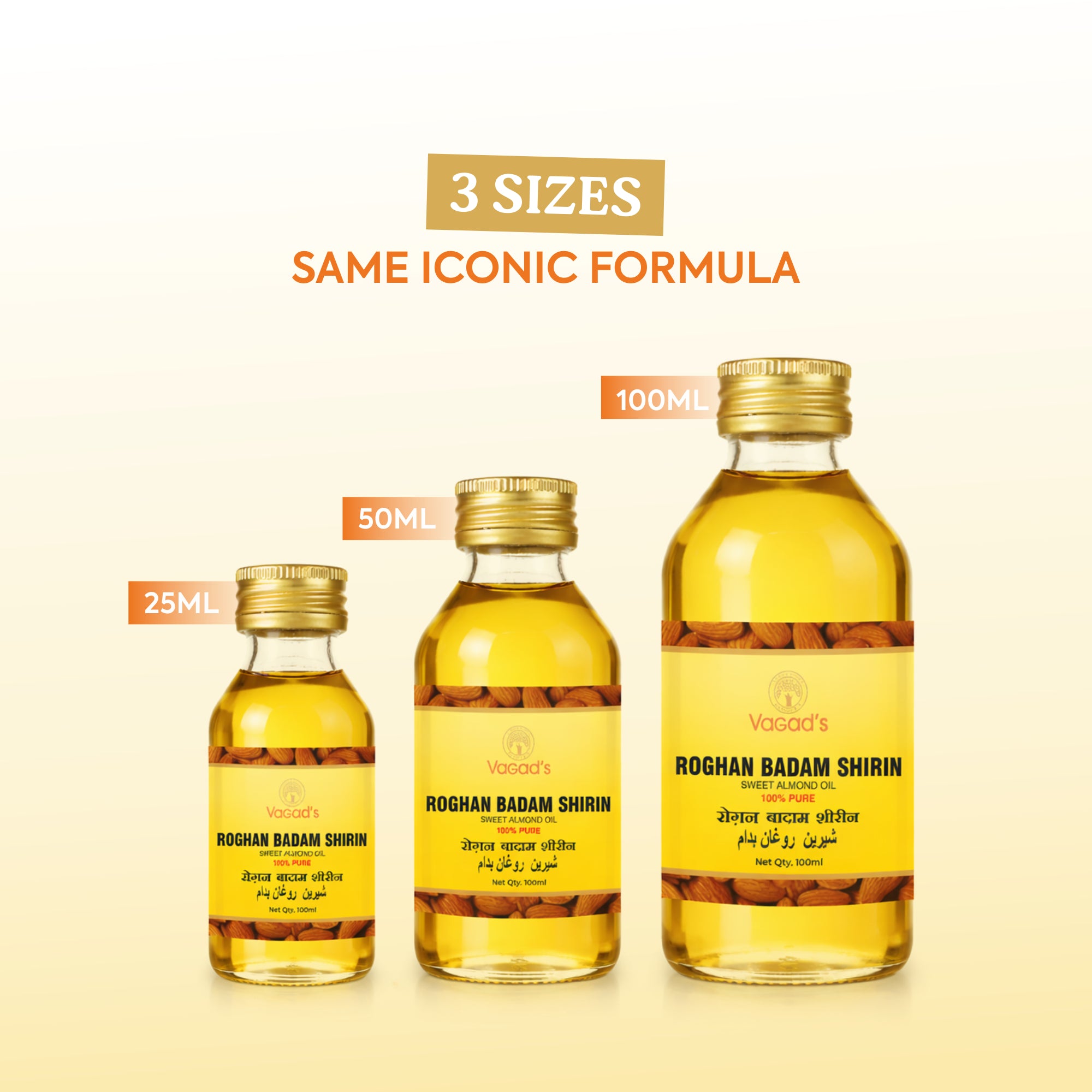 Vagad's Roghan Badam Shirin Oil  | Sweet Almond Oil 100% Pure | Strengthens brain power | Good for heart | Relieves constipation |Fights dandruff | Keeps the body warm in winter | Nourishes skin | Helps build stronger bones  - 100ml