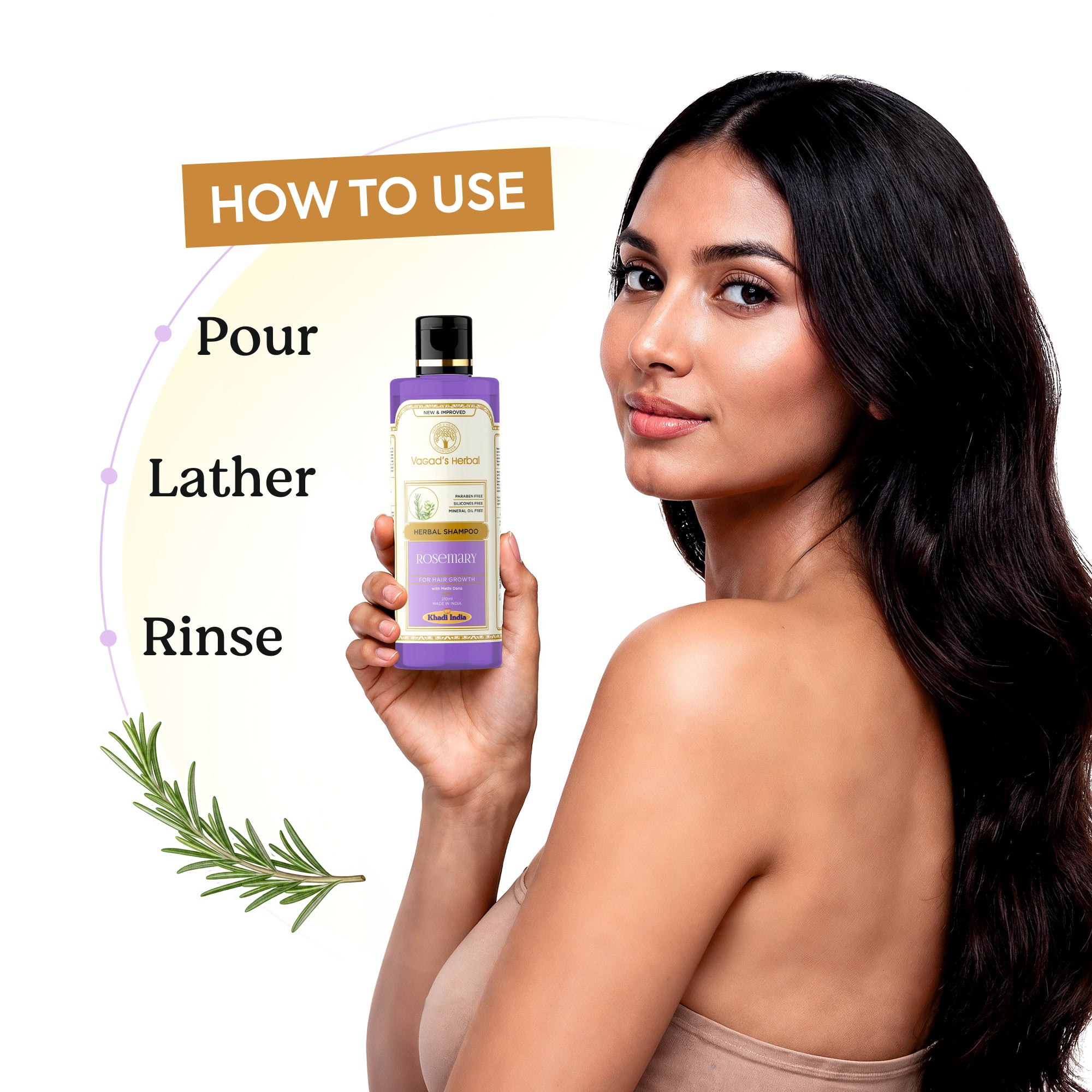 Vagad's Herbal Rosemary Shampoo - Invigorating Hair Care for Healthy Tresses 210ml