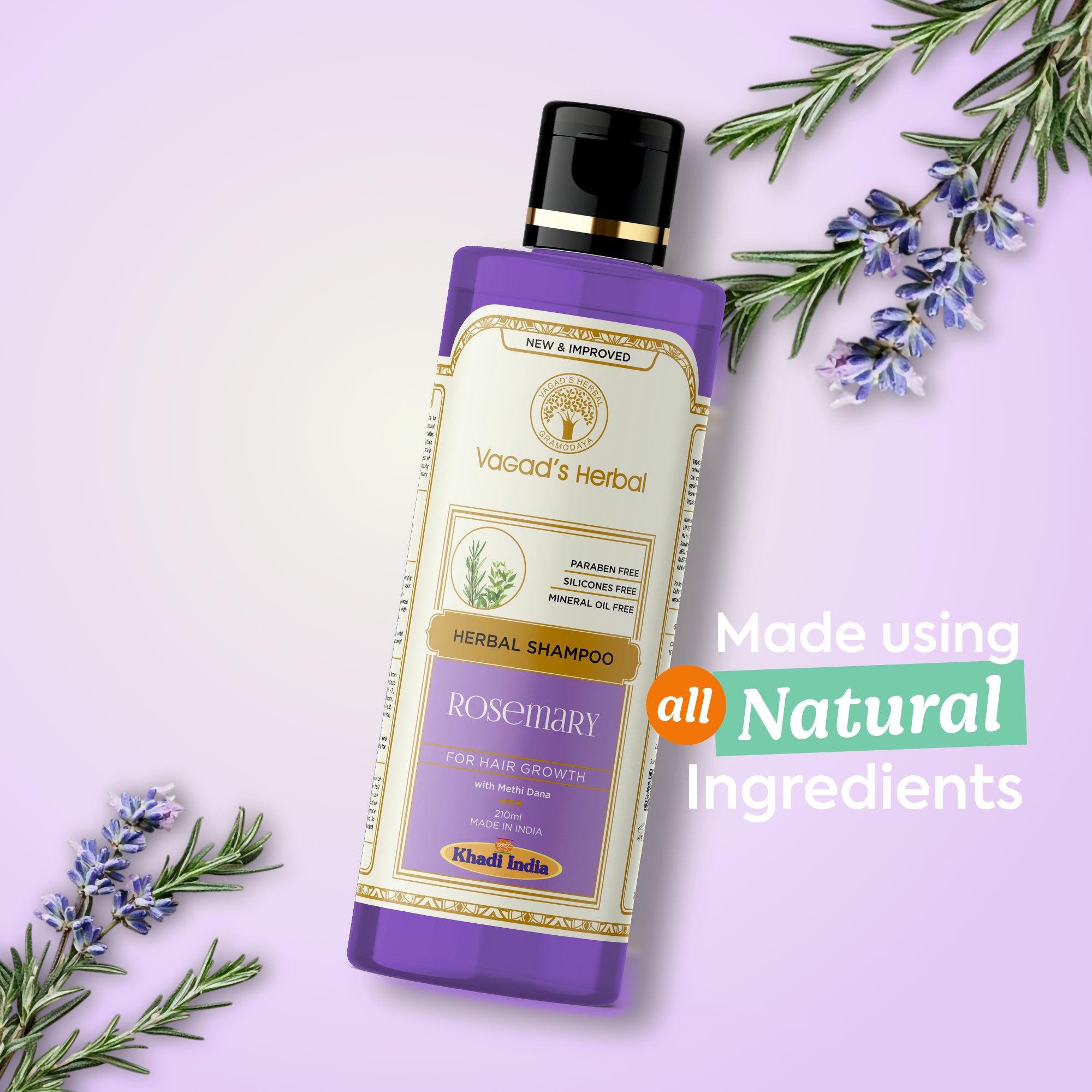 Vagad's Herbal Rosemary Shampoo - Invigorating Hair Care for Healthy Tresses 210ml