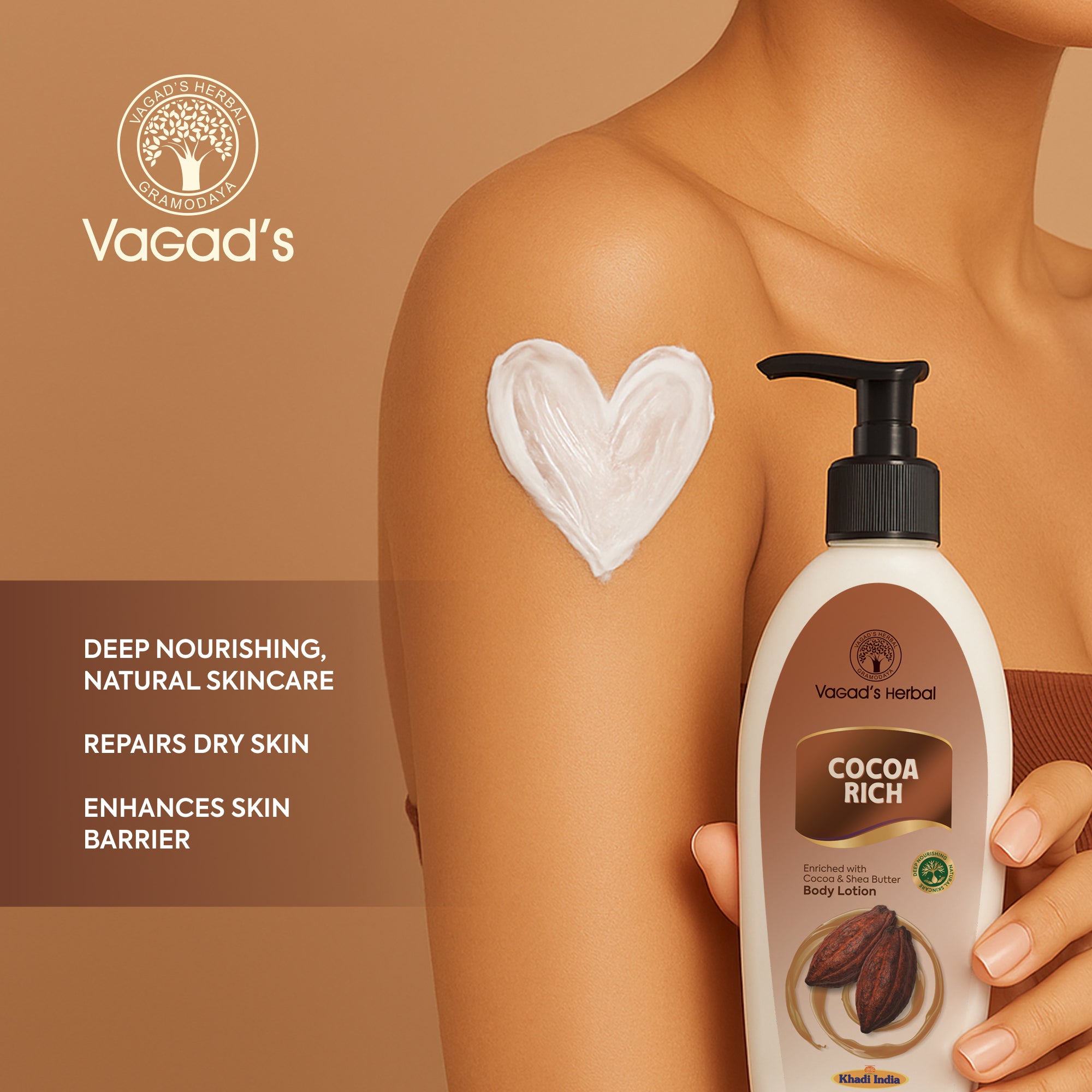 Vagad’s Cocoa Rich Body Lotion – Deep Moisturizing Lotion with Cocoa Butter for Soft, Smooth & Hydrated Skin - 400ml