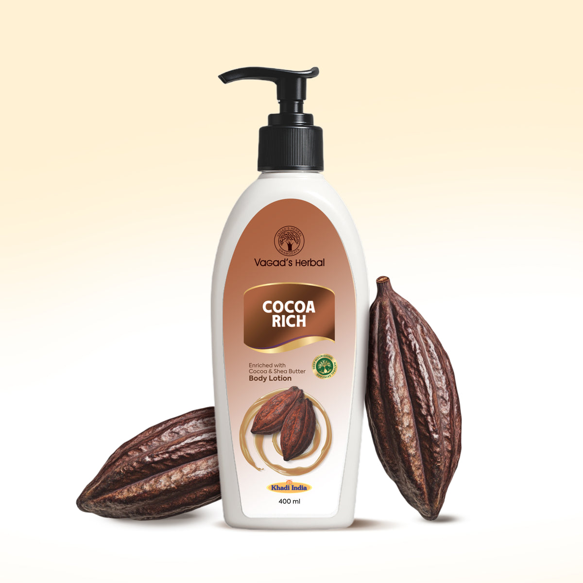 Vagad’s Cocoa Rich Body Lotion – Deep Moisturizing Lotion with Cocoa Butter for Soft, Smooth & Hydrated Skin - 400ml