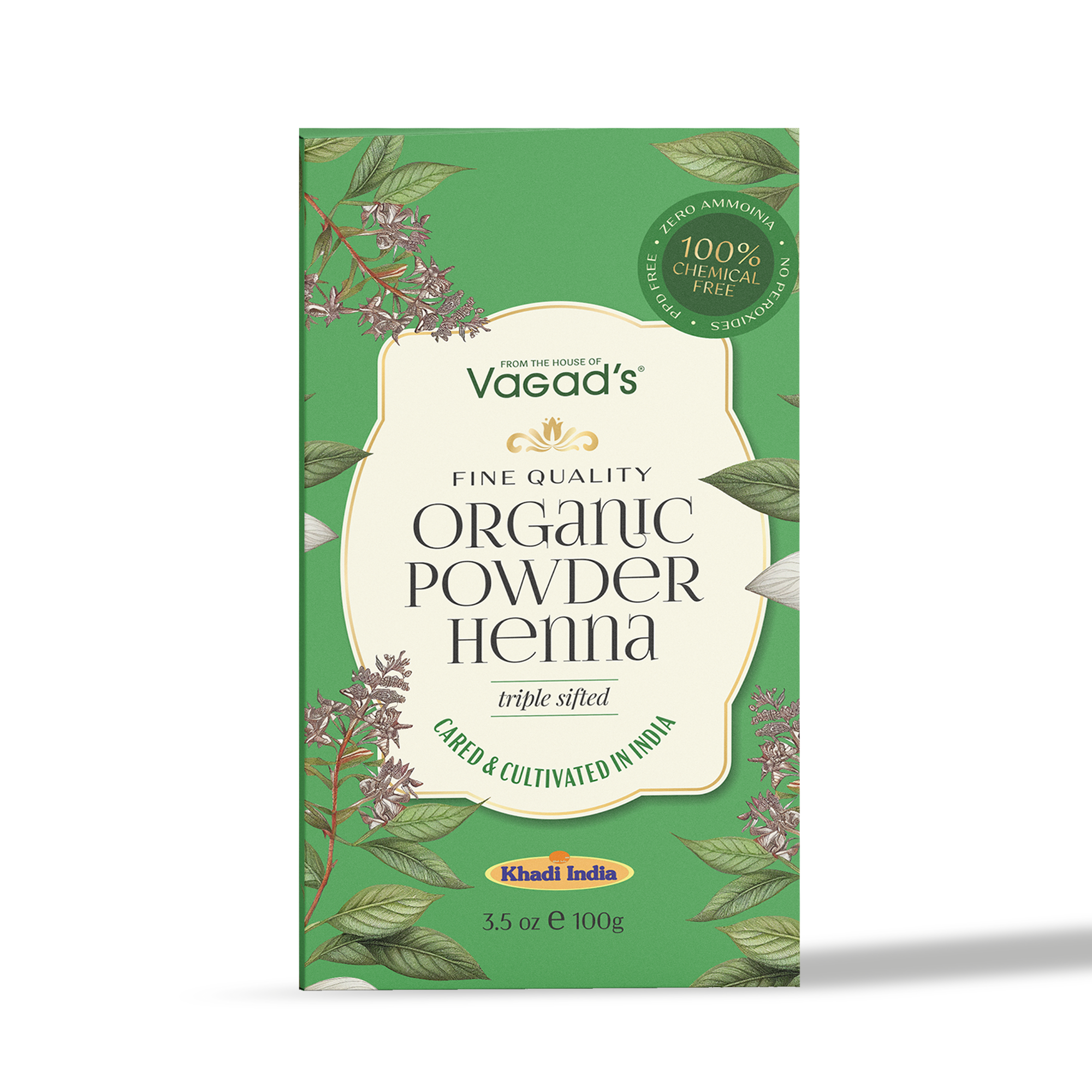 Vagad's Pure and Organic Henna Powder – Herbal Hair & Skin Dye with Conditioning – 100g