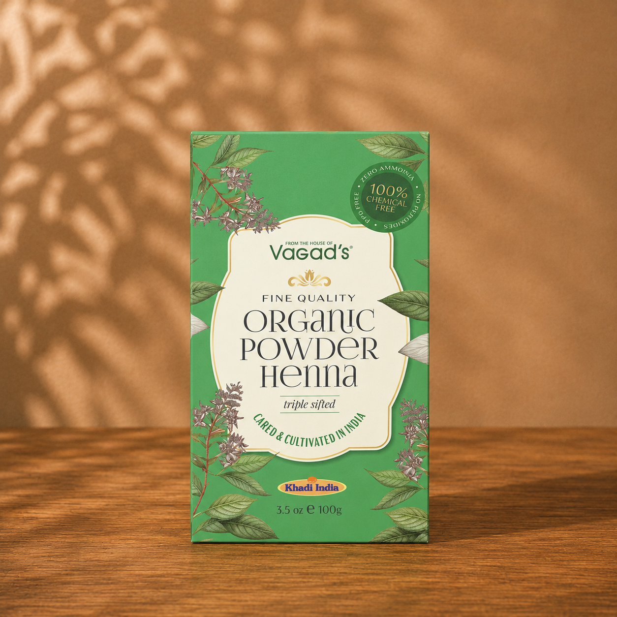 Vagad's Pure and Organic Henna Powder – Herbal Hair & Skin Dye with Conditioning – 100g
