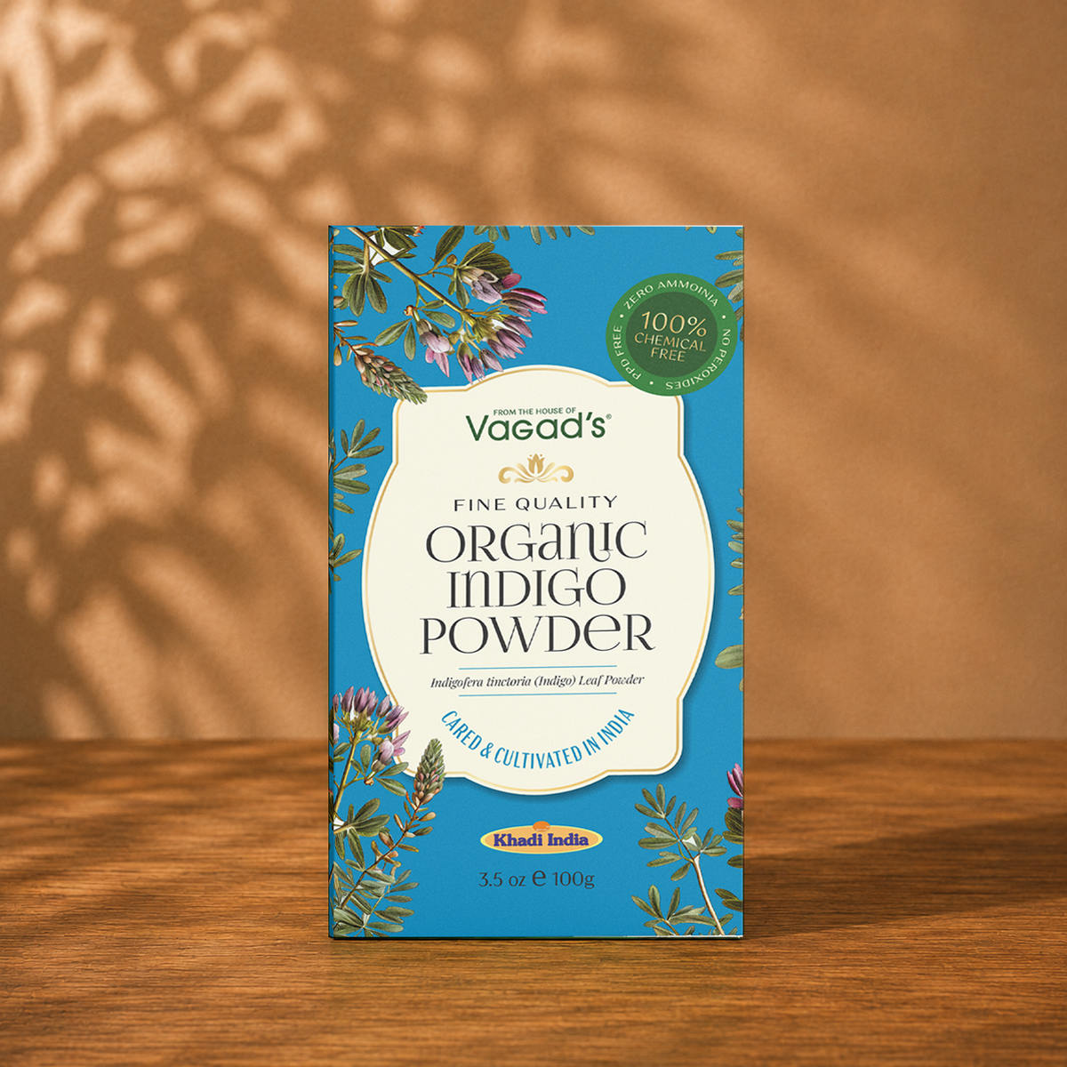 Vagad's Organic Indigo Powder – Natural Hair Dye for Grey Coverage & Deep Conditioning – 100% Pure and Chemical-Free – 100g