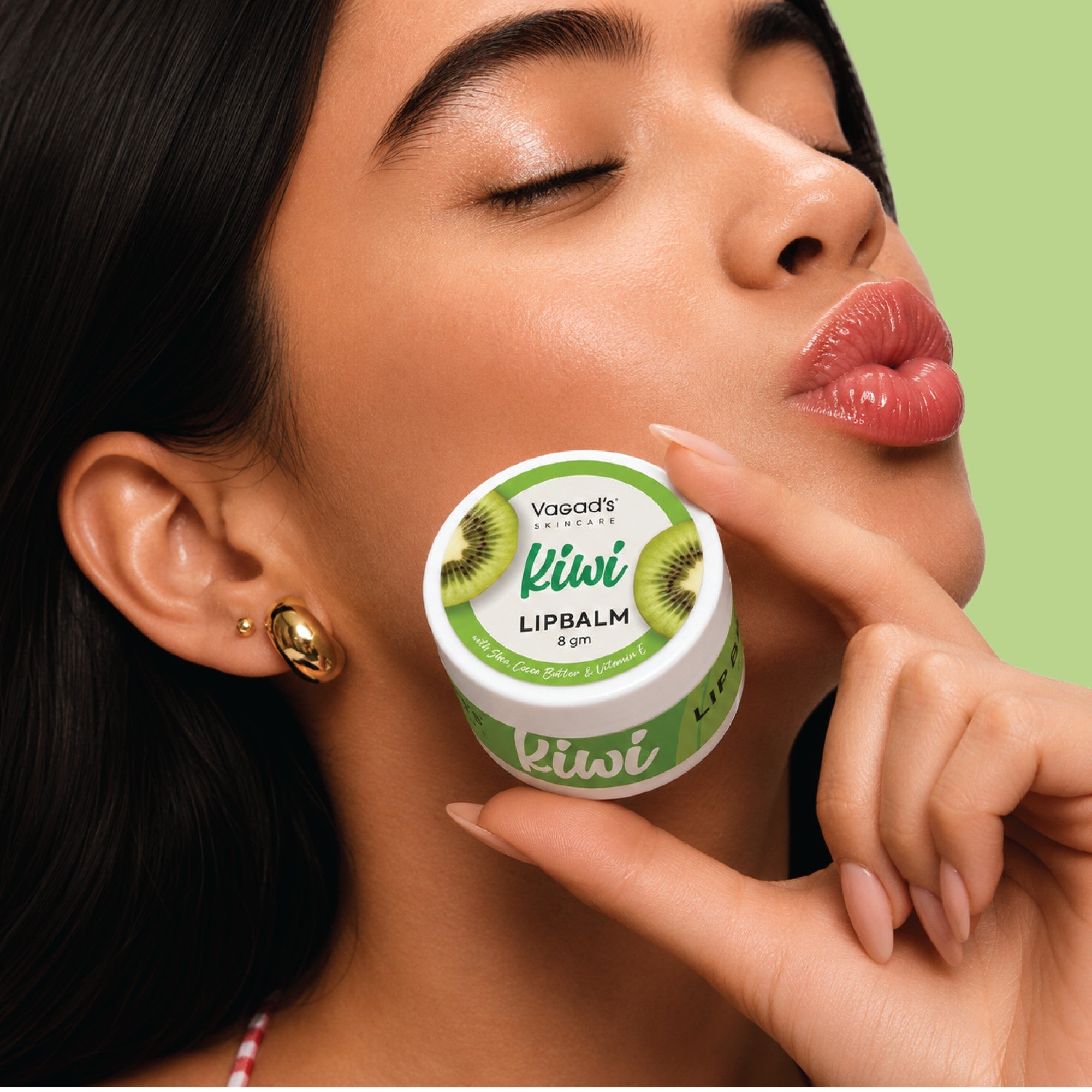 Vagad's Herbal Kiwi Lip Balm | Nourishing & Hydrating Lip Care with Natural Kiwi Extracts | For Soft, Smooth & Supple Lips | Paraben-Free | Tropical Fruity Flavor - 8gm