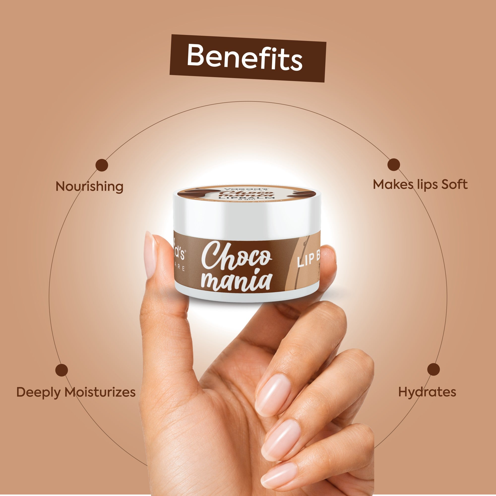 Vagad's Herbal Choco Mania Lip Balm | Cocoa Butter Enriched | Intense Hydration with Decadent Chocolate Flavor | Soft, Smooth & Nourished Lips | Paraben-Free, Natural Lip Care for Daily Use - 8gm