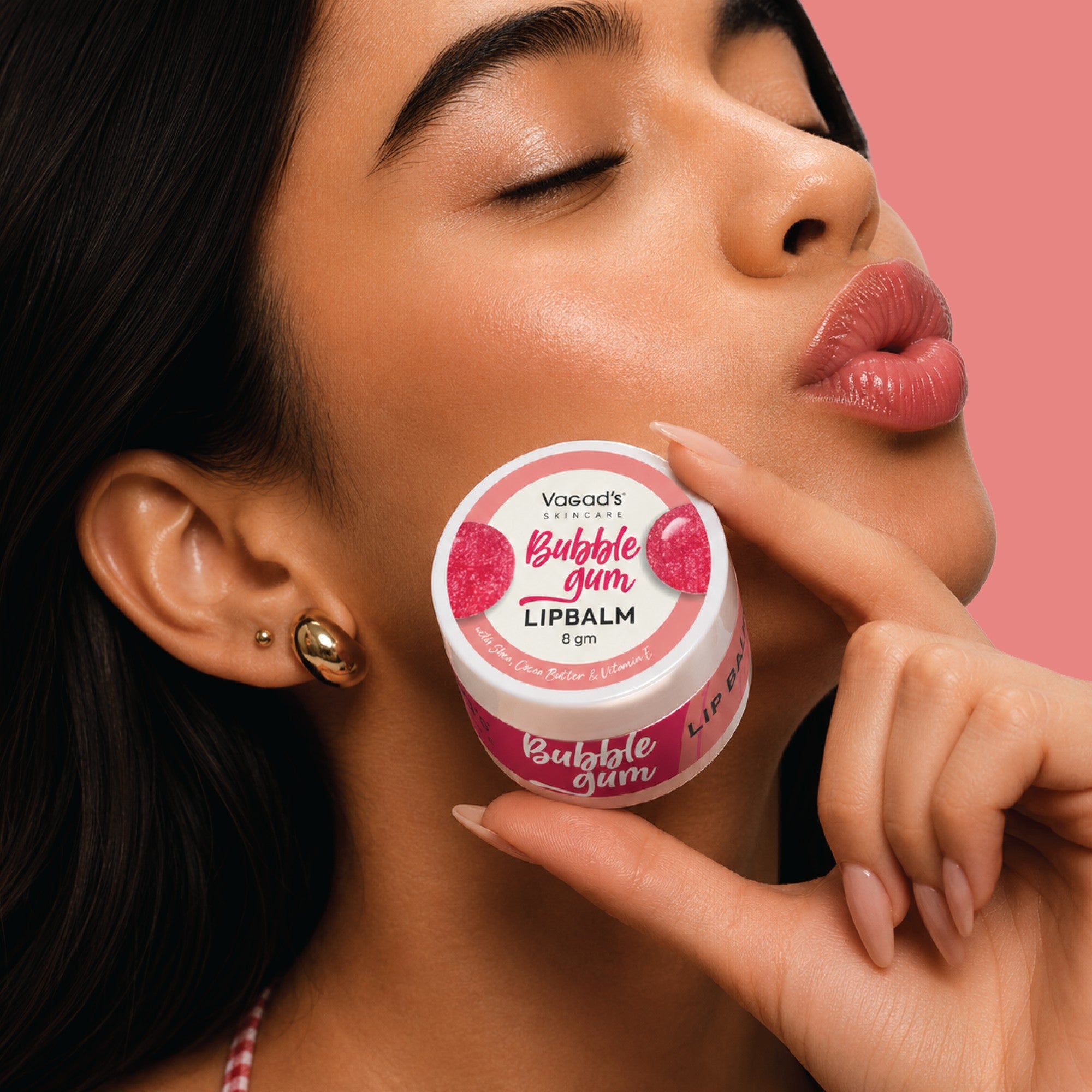 Vagad's Herbal Bubble Gum Lip Balm | Sweet Bubble Gum Flavor | Deep Hydration with Natural Ingredients | Fun, Nourishing & Chemical-Free Lip Care | Soft & Supple Lips All Day - 8g, Fun and Flavored Lip Care for Irresistible Softness - 8gm