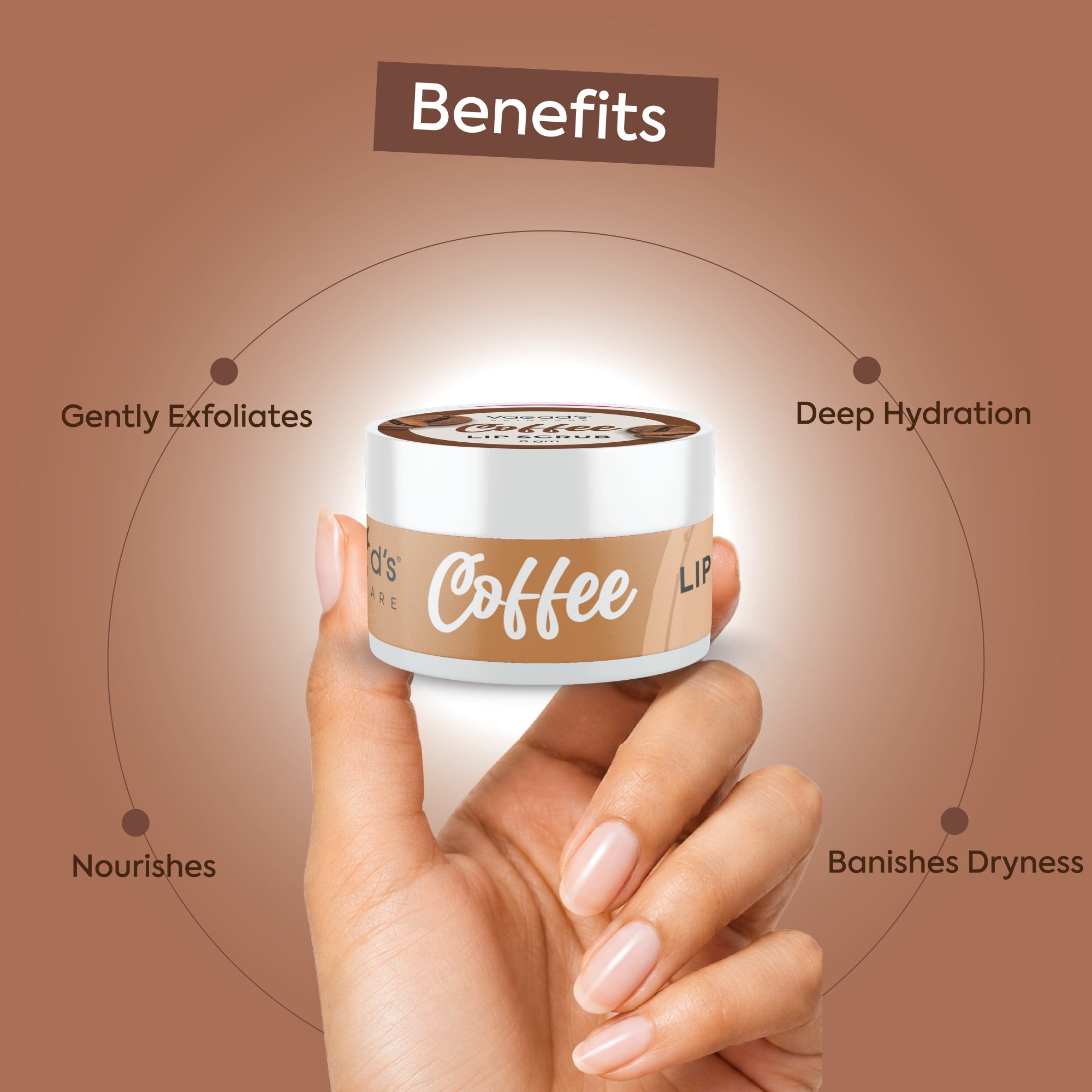 Coffee Lip Scrub for Dark Lips, Exfoliation & Lightening – Natural Lip Brightener with Coffee, Sugar & Oils for Smooth, Soft, Pink Lips- 8gm