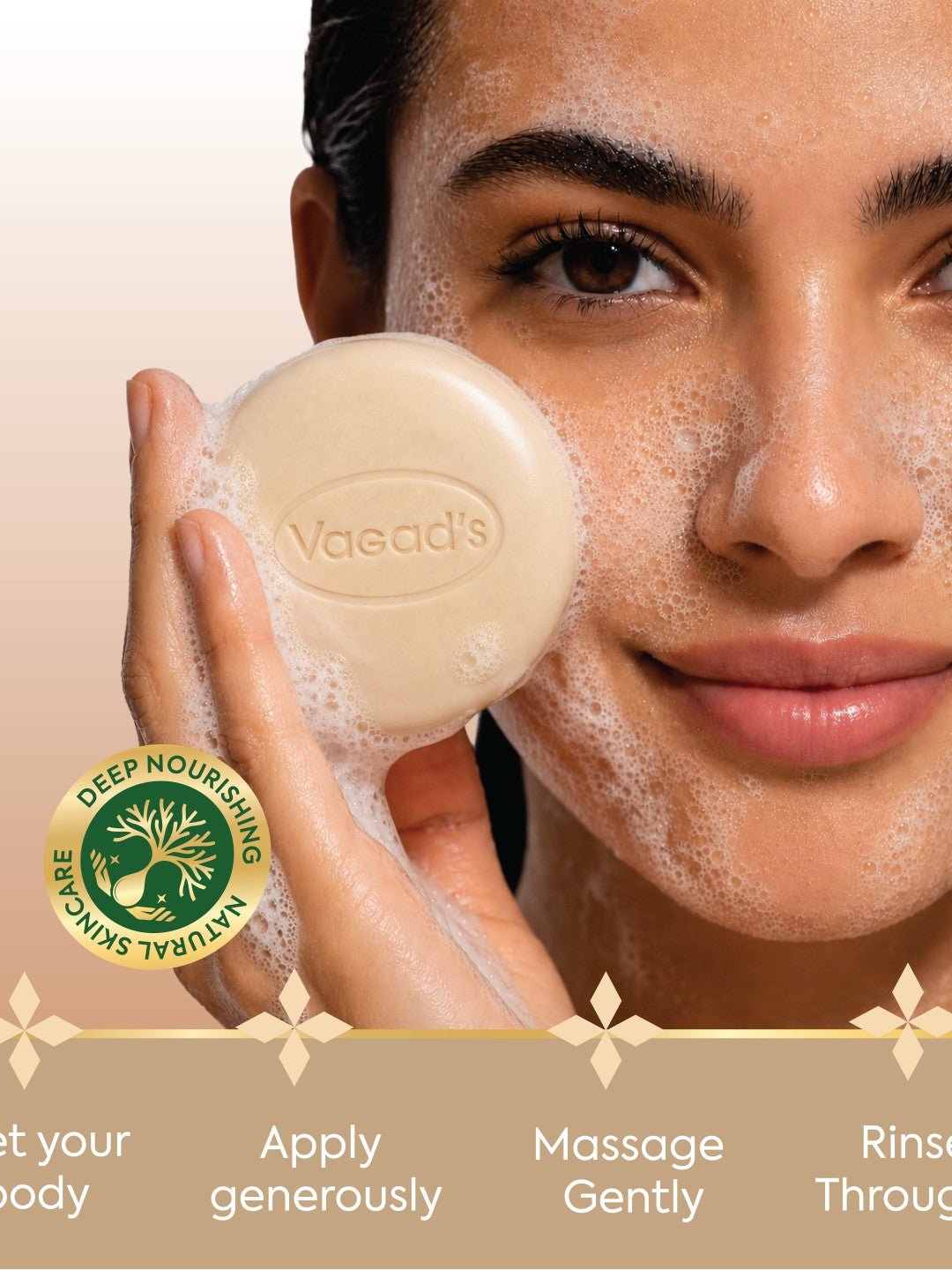 Vagad's Multani Rose Soap | With Multani Mitti & Rose Extract | Deep Cleansing & Gentle Exfoliation | For Smooth, Radiant & Oil-Free Skin | Handmade Herbal Bathing Bar - 100gm (Pack of 3)