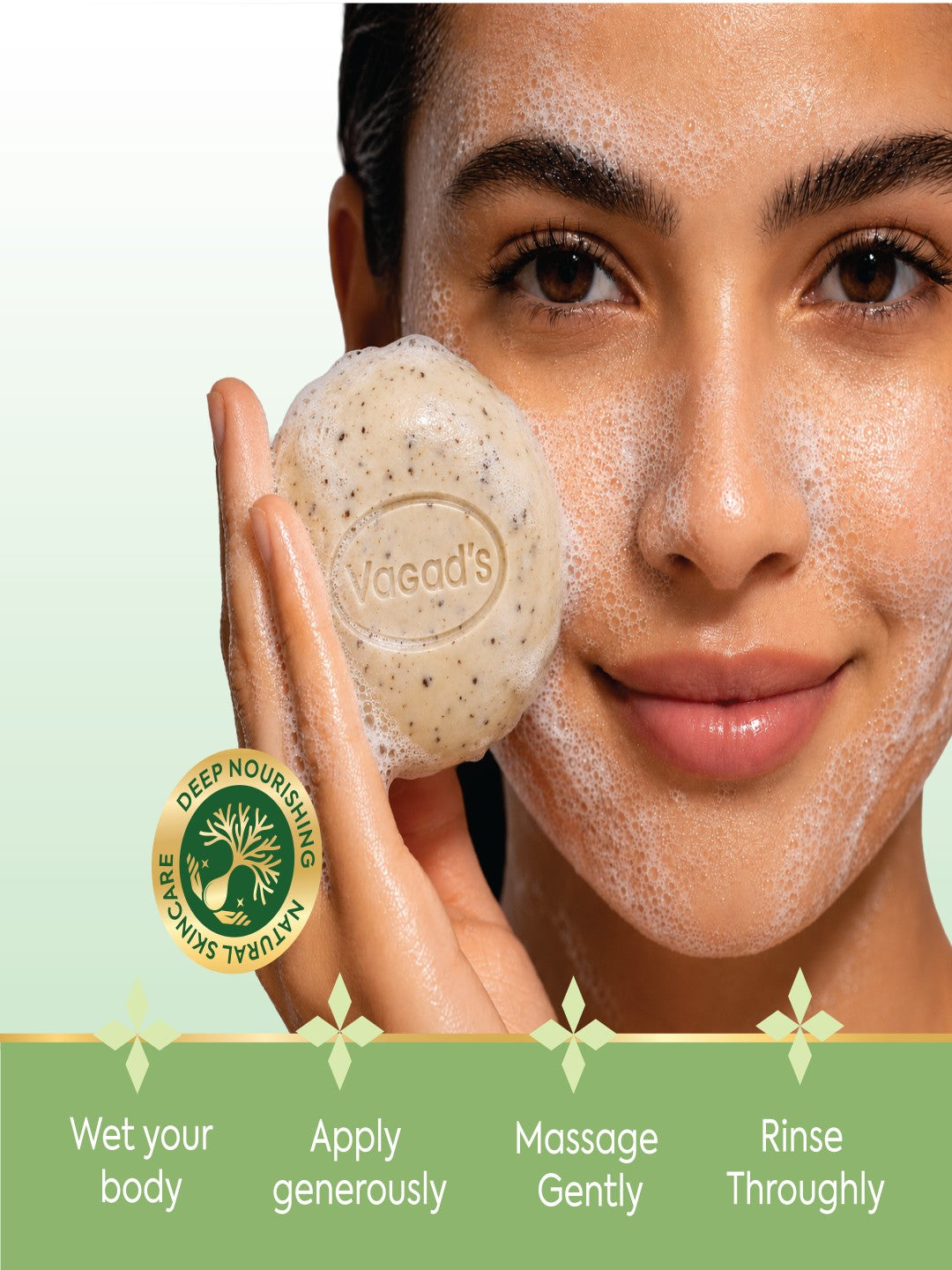 Vagad’s Neem Patti Soap – Milky Neem-Infused Cleanser for Clear, Hydrated Skin | Antibacterial & Purifying Formula | Paraben-Free & Sulphate-Free - 100gm (Pack of 3)