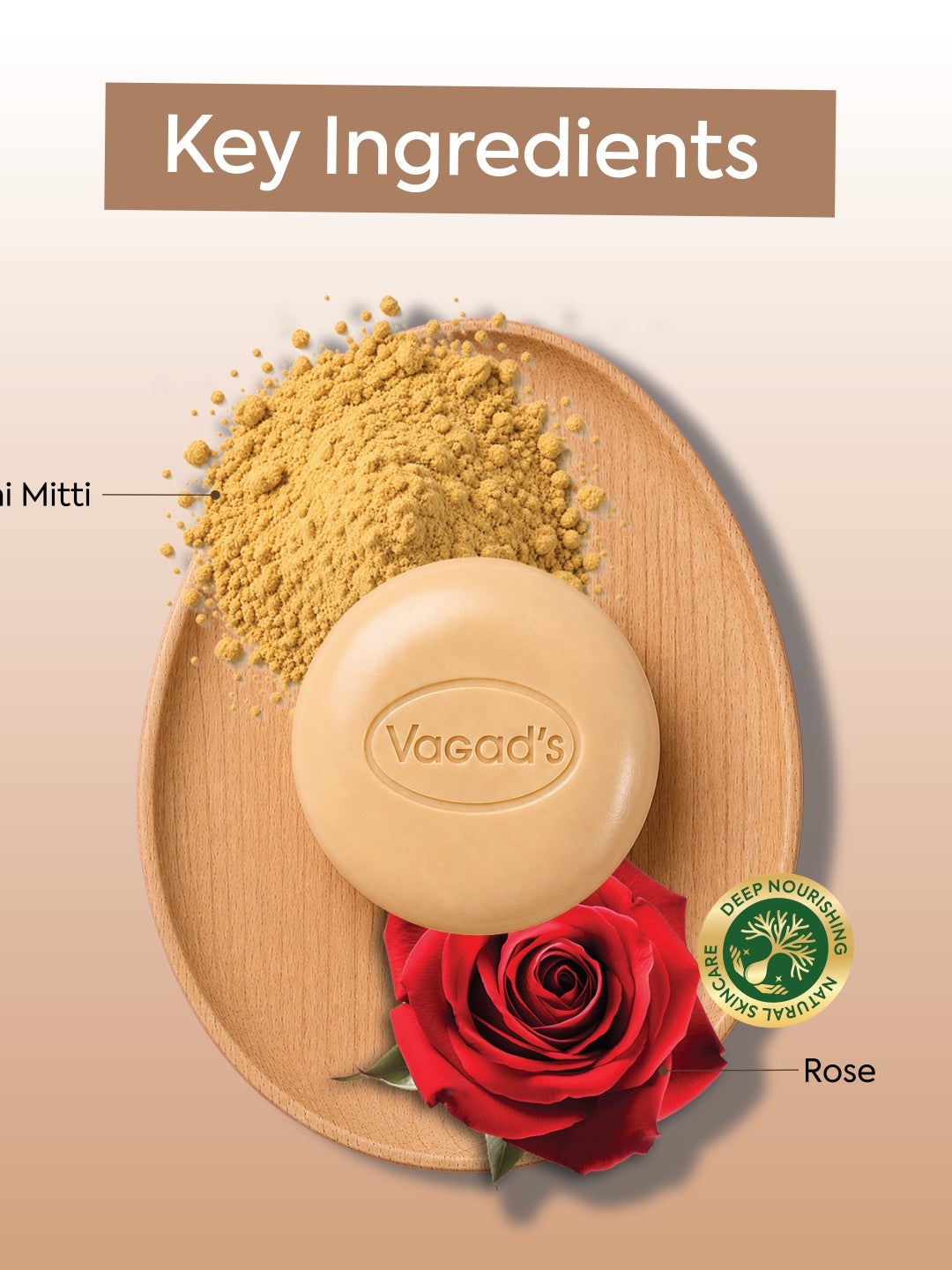 Vagad's Multani Rose Soap | With Multani Mitti & Rose Extract | Deep Cleansing & Gentle Exfoliation | For Smooth, Radiant & Oil-Free Skin | Handmade Herbal Bathing Bar - 100gm (Pack of 3)