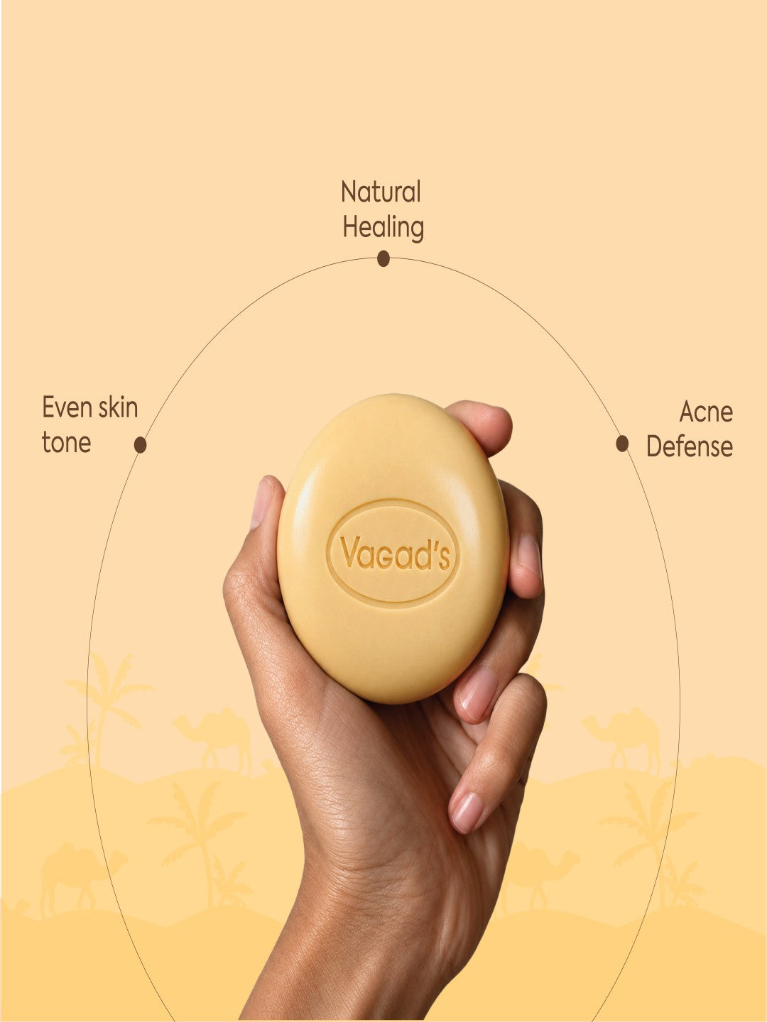 Vagad's Turmeric Soap | Natural Handmade Soap with Antioxidants for Glowing Skin | Anti-Acne & Skin-Brightening Bath Bar | Paraben & Sulphate Free - 100gm (Pack of 3)
