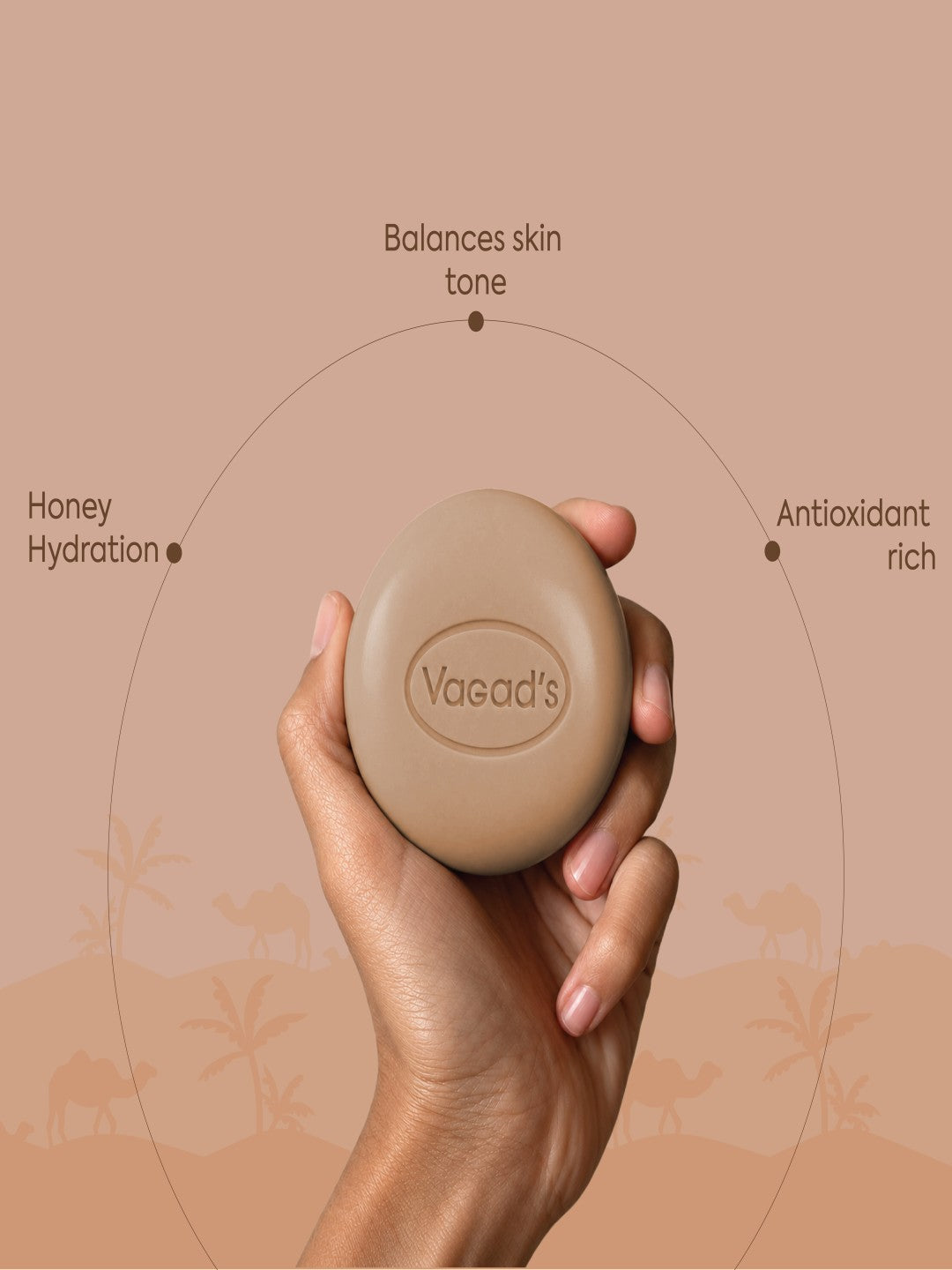 Vagad’s Sandalwood & Honey Herbal Bathing Soap – Natural, Moisturizing & Calming Ayurvedic Soap Bar for Glowing, Soft, and Nourished Skin (No Parabens, No Sulphates) 100gm (Pack of 3)