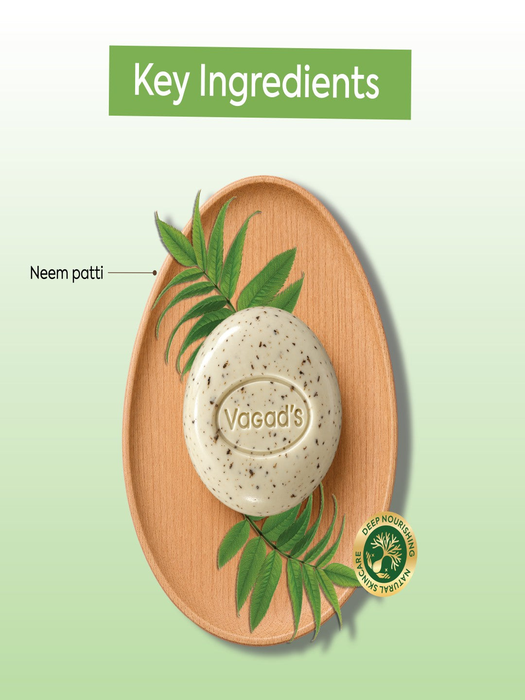 Vagad’s Neem Patti Soap – Milky Neem-Infused Cleanser for Clear, Hydrated Skin | Antibacterial & Purifying Formula | Paraben-Free & Sulphate-Free - 100gm (Pack of 3)