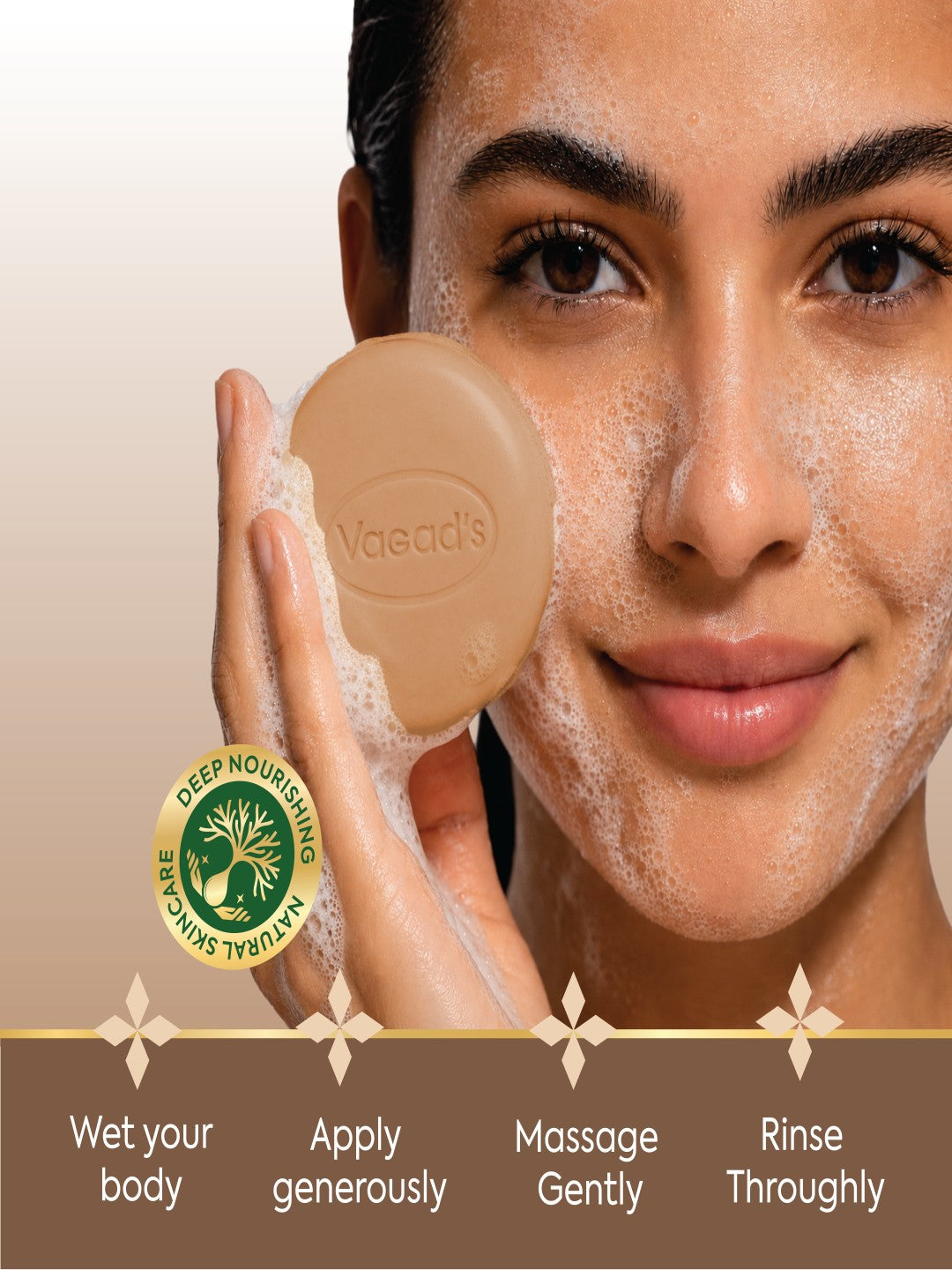Vagad’s Sandalwood & Honey Herbal Bathing Soap – Natural, Moisturizing & Calming Ayurvedic Soap Bar for Glowing, Soft, and Nourished Skin (No Parabens, No Sulphates) 100gm (Pack of 3)