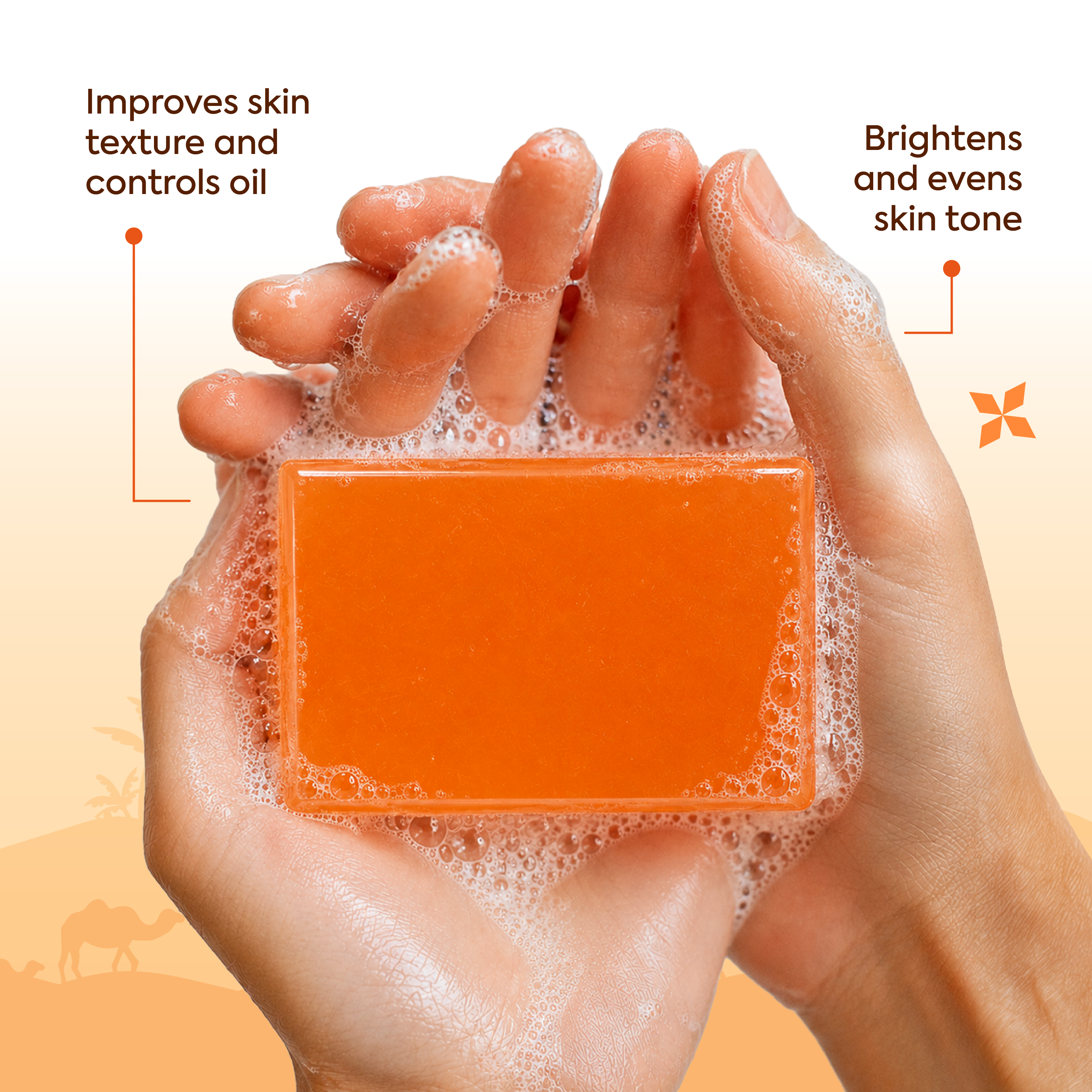 Vagad's Herbal Orange Soap | With Natural Orange Peel Extracts & Vitamin C | Handmade Herbal Soap for Glowing & Refreshed Skin | Uplifting Citrus Aroma | For All Skin Types - 125gm (Pack of 3)