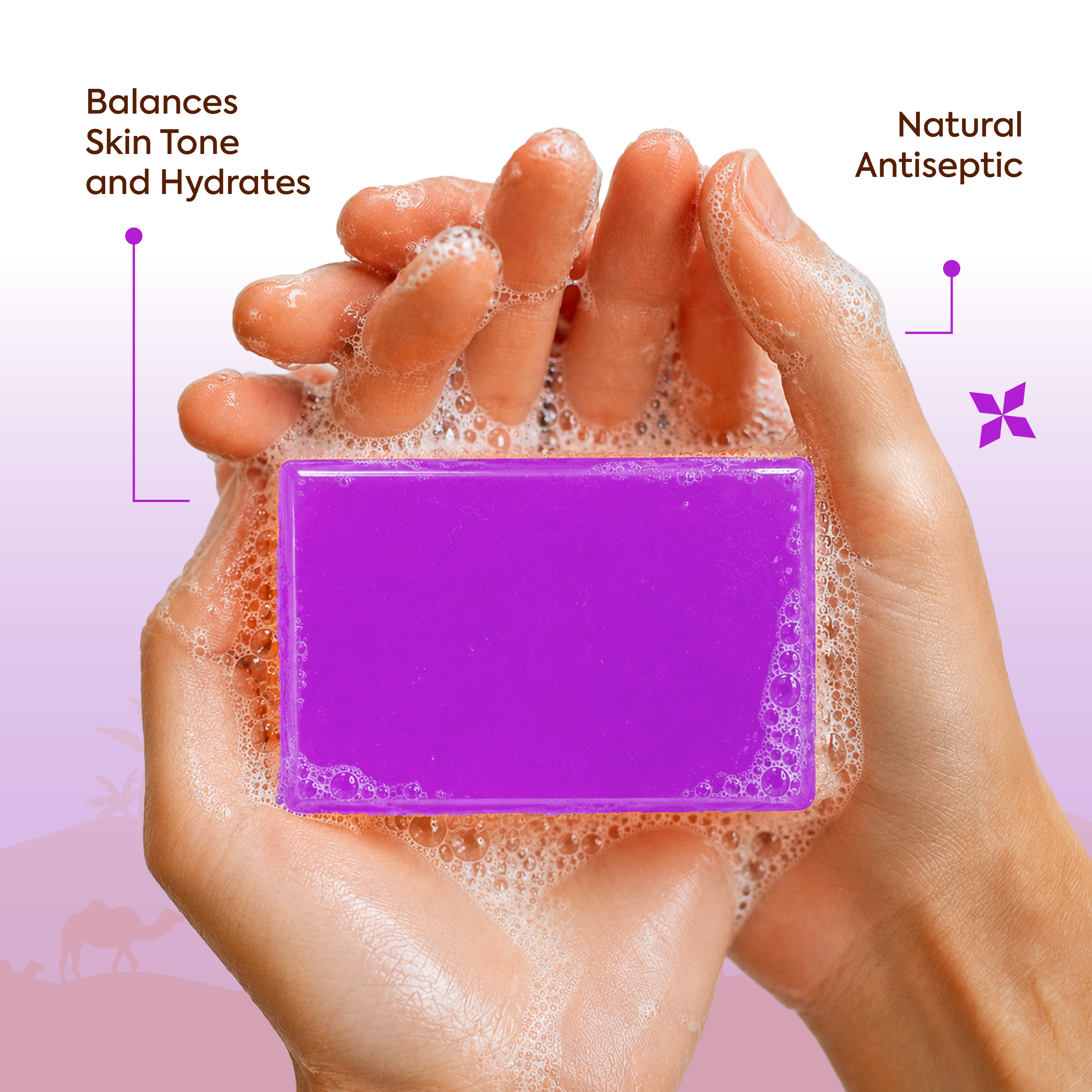 Vagad’s Herbal Lavender Soap – Calming & Aromatic Body Cleanser with Natural Lavender Oil | Gentle Soap for All Skin Types | Sulphate-Free, Paraben-Free, Cruelty-Free - 125gm (Pack of 3)