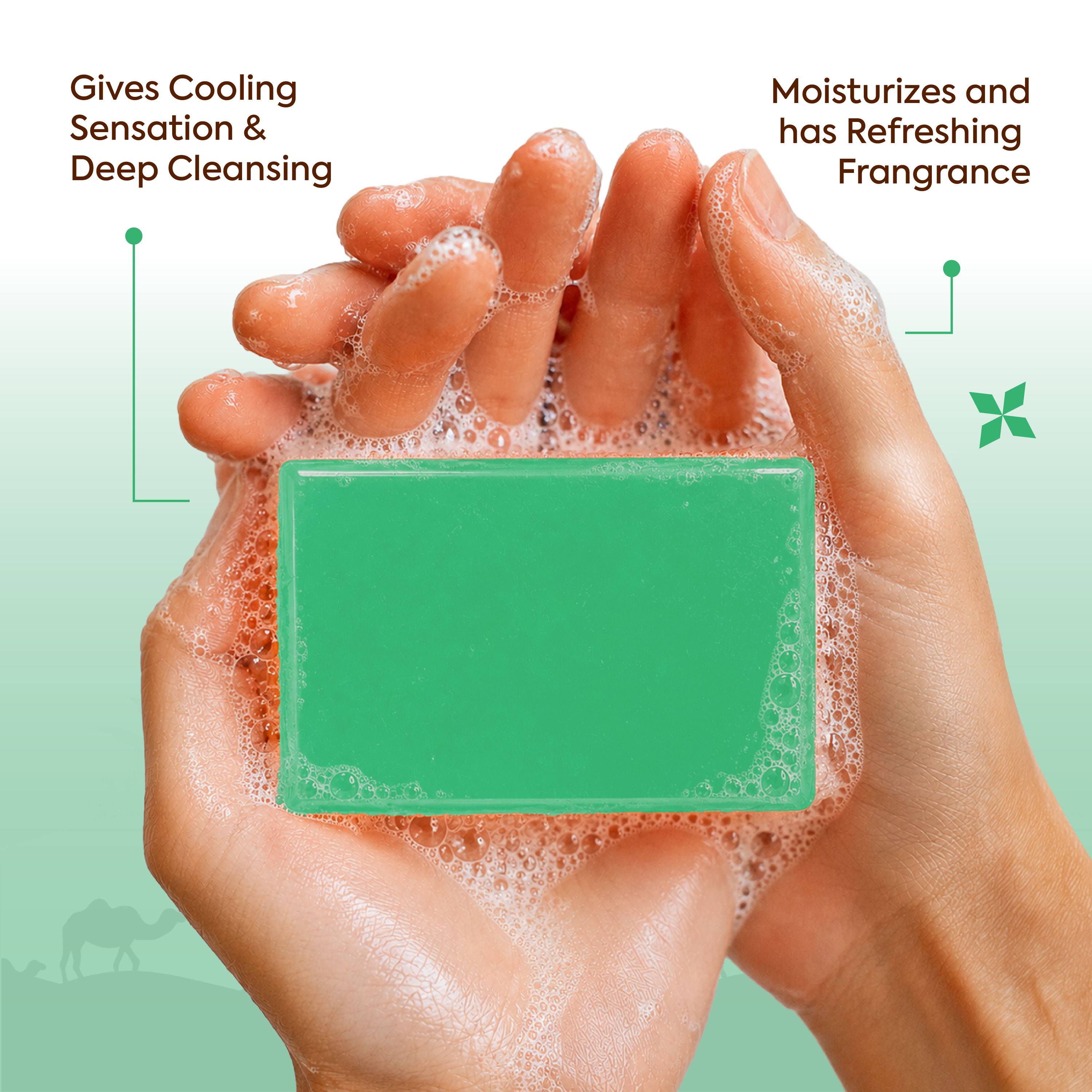 Vagad's Herbal Mint Soap | With Natural Mint Extracts | Cooling & Refreshing Herbal Bathing Bar | Gently Cleanses & Energizes Skin | Handmade Soap for All Skin Types - 125gm (Pack of 3)