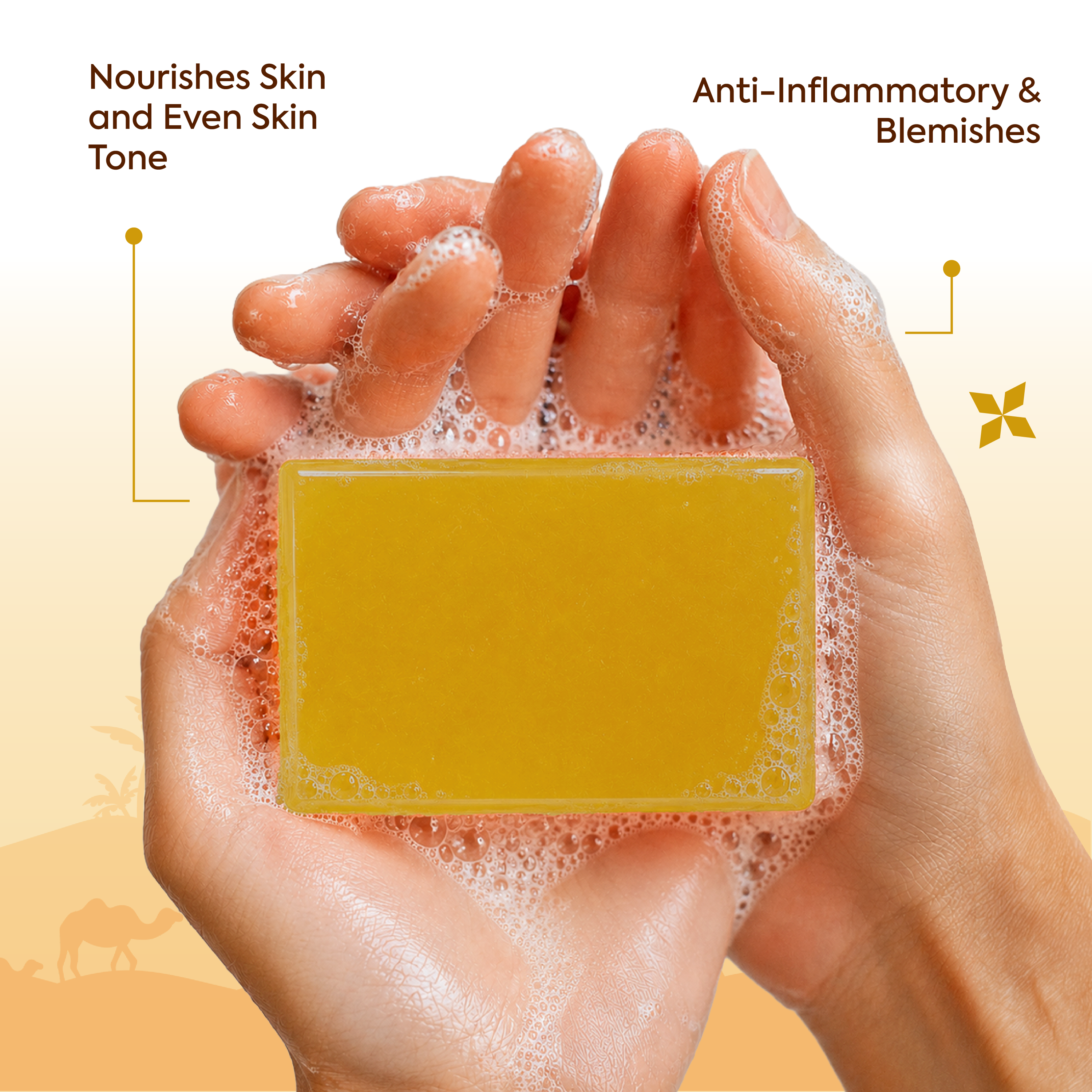 Vagad's Herbal Saffron Soap | Natural Handmade Soap for Radiant & Even-Toned Skin | Brightening & Moisturizing Bath Bar with Saffron Extracts | Paraben & Sulphate Free - 125gm (Pack of 3)