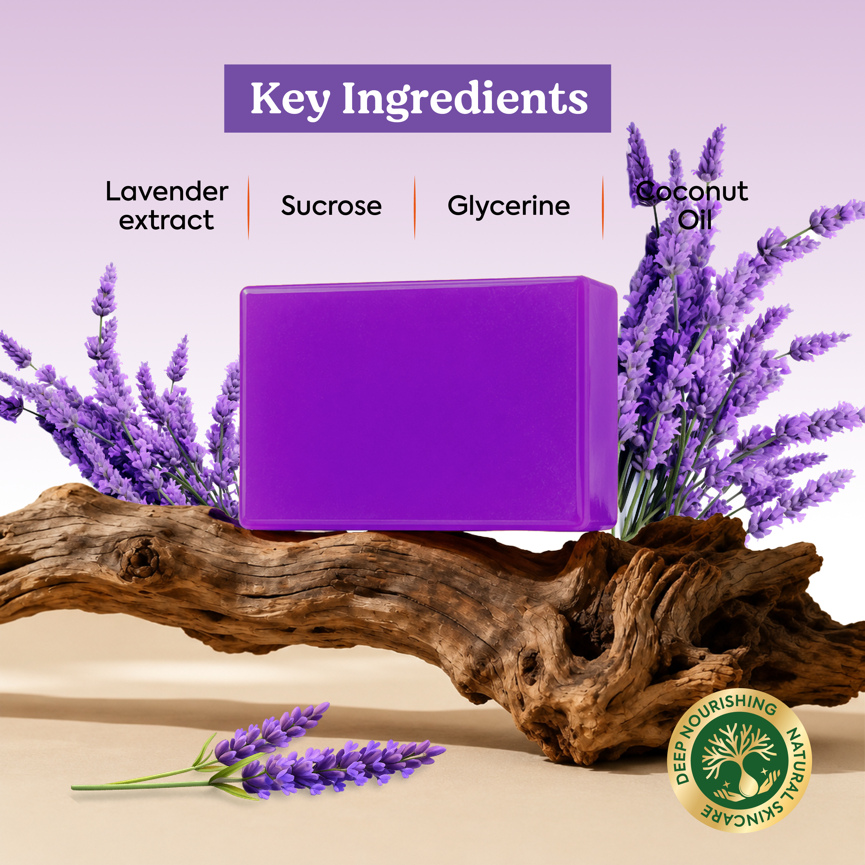 Vagad’s Herbal Lavender Soap – Calming & Aromatic Body Cleanser with Natural Lavender Oil | Gentle Soap for All Skin Types | Sulphate-Free, Paraben-Free, Cruelty-Free - 125gm (Pack of 3)