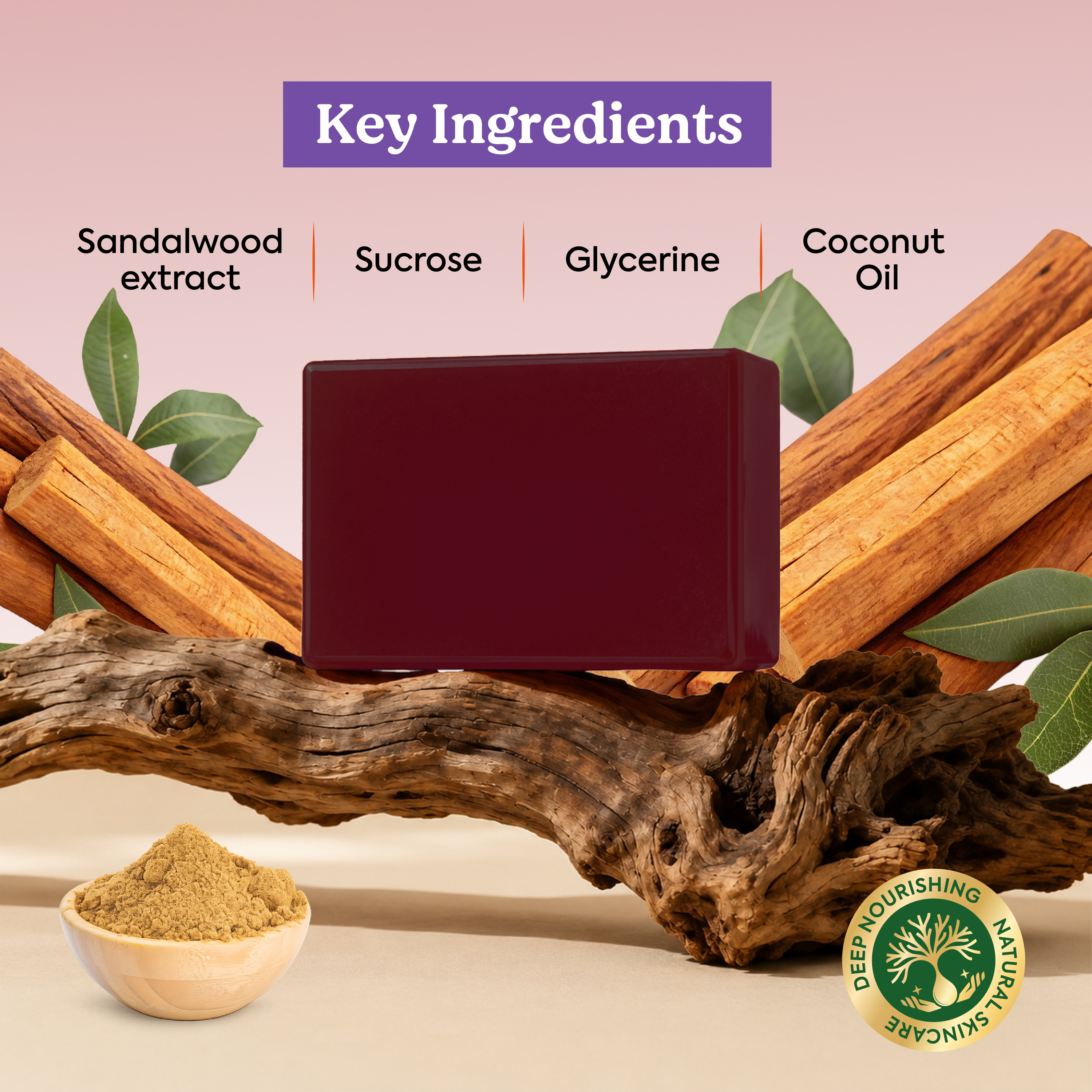Vagad’s Herbal Sandalwood & Honey Herbal Bathing Soap – Natural, Moisturizing & Calming Ayurvedic Soap Bar for Glowing, Soft, and Nourished Skin (No Parabens, No Sulphates - 125gm (Pack of 3)