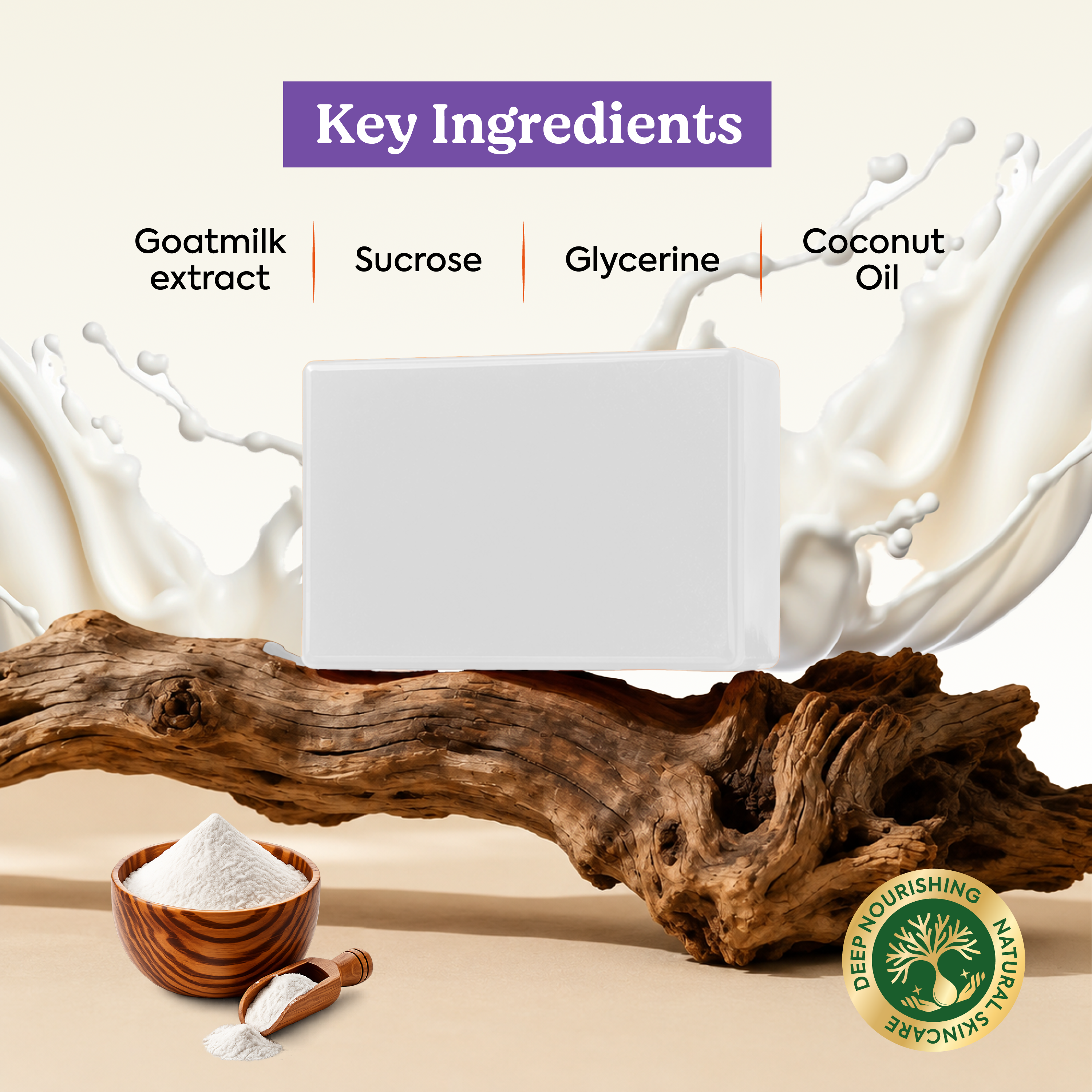 Vagad's Herbal Goat Milk Soap for Soft & Nourished Skin – Gentle Cleansing Bar for All Skin Types – 125gm (Pack of 3)