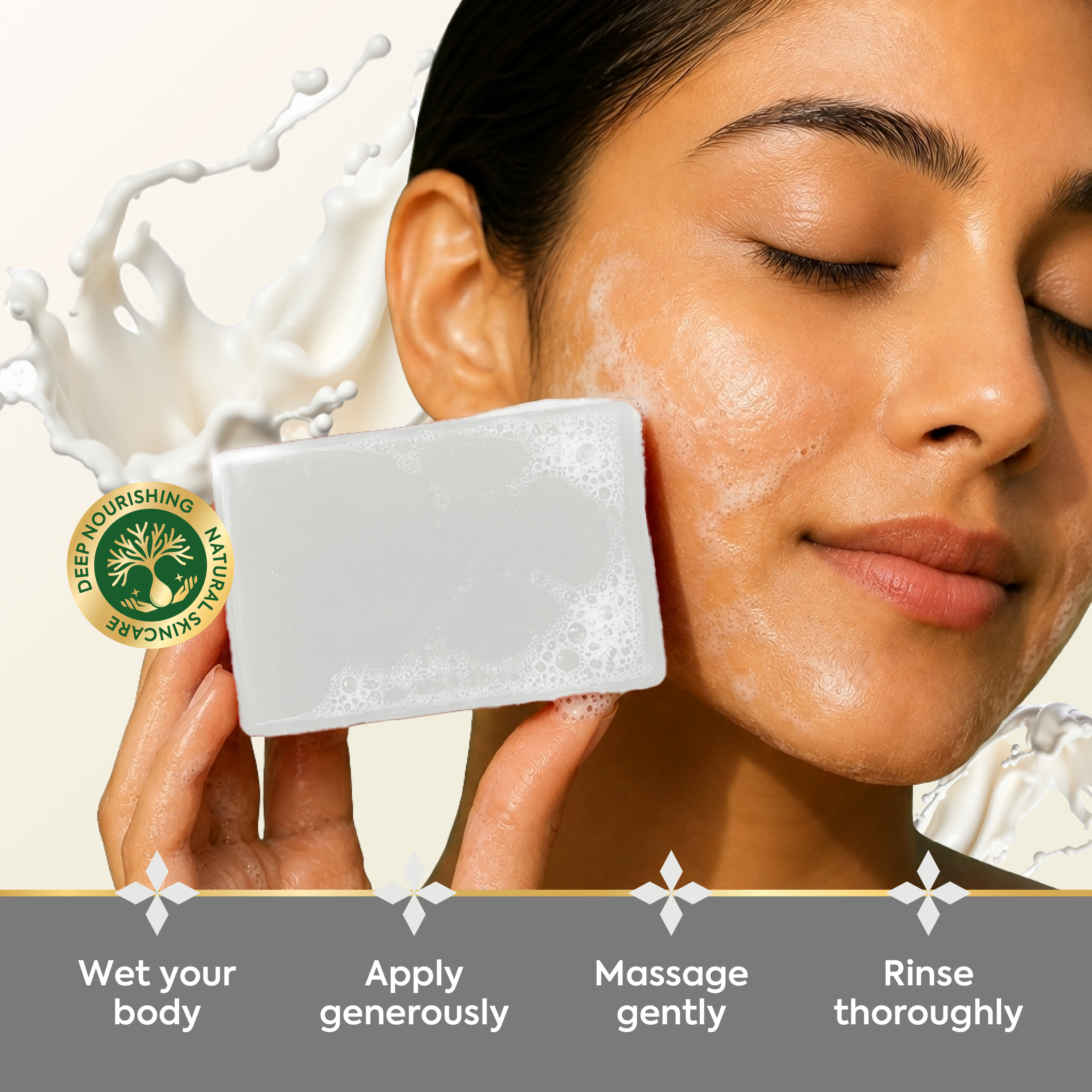 Vagad's Herbal Goat Milk Soap for Soft & Nourished Skin – Gentle Cleansing Bar for All Skin Types – 125gm (Pack of 3)